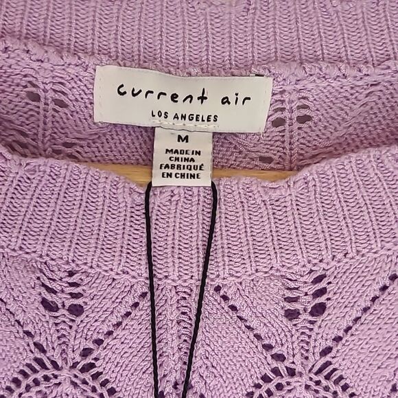 CURRENT AIR Long Sleeve Woven Textural Sweater Knit Top Lavender Size M - Picture 10 of 13